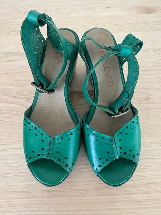 Sixtyseven Shoes - Sixtyseven Vivian Green Peep-Toe Ankle Strap Wedges